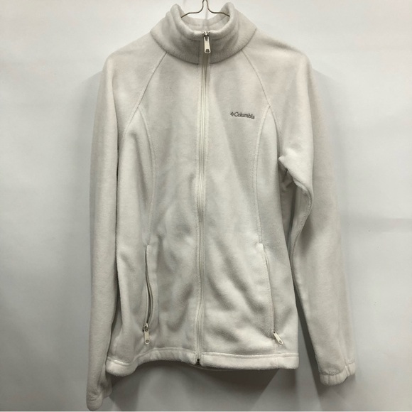 Columbia Full Zip Fleece white Jacket Women's Size L - Picture 1 of 9